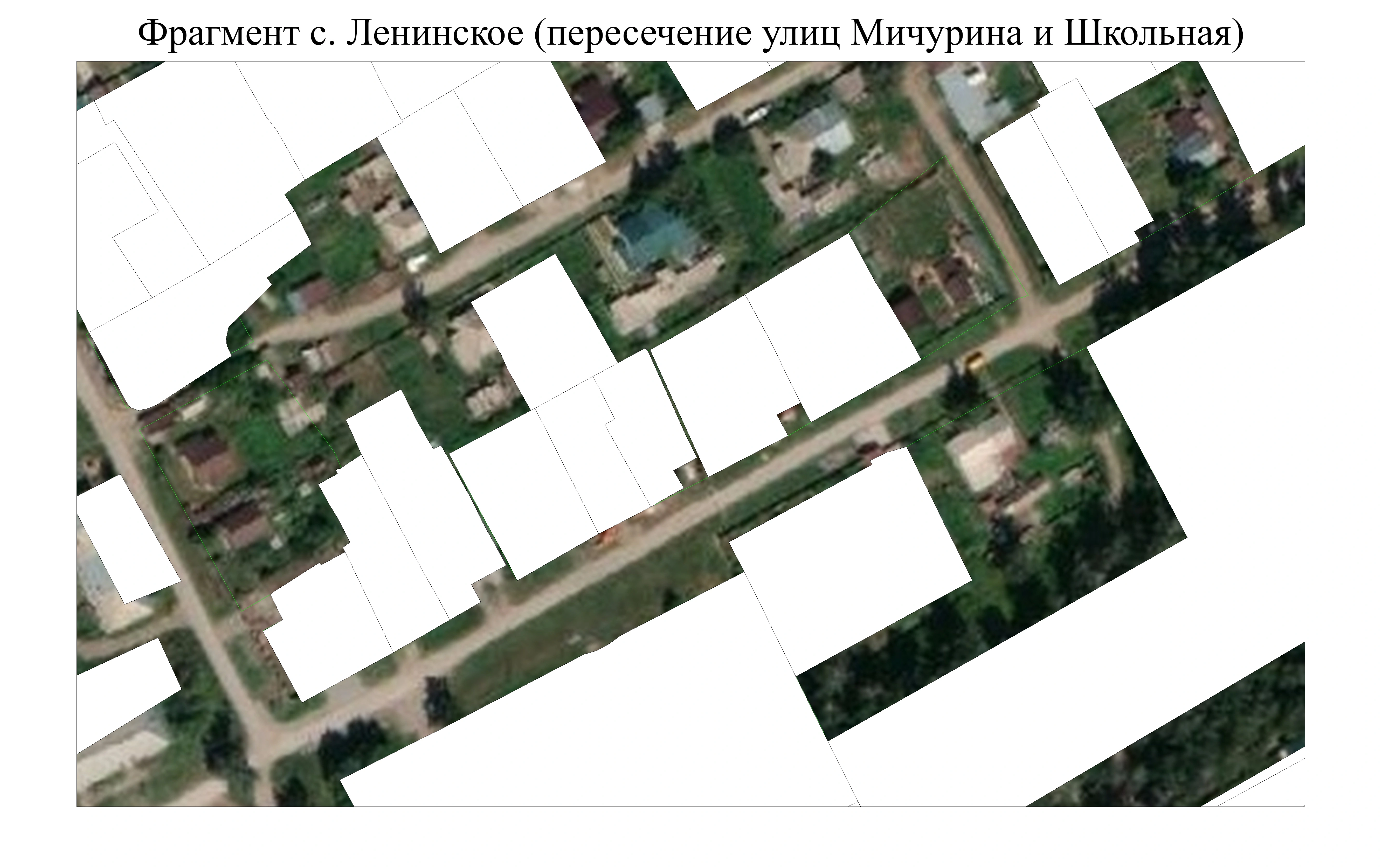 Фрагмент карты с. Ленинское, пересечение улиц Мичурина и Школьная