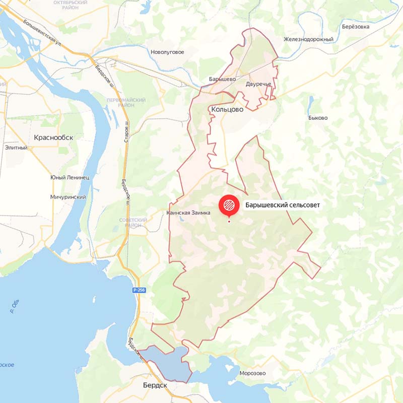 Карта Барышевского сельсовета Новосибирского района Новосибирской области